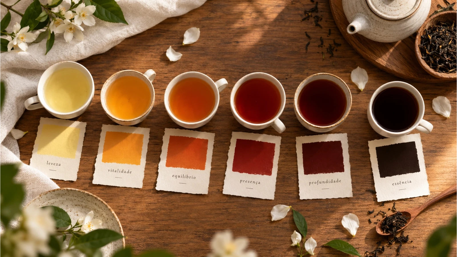 Infusões de chá que inspiram as cores da identidade